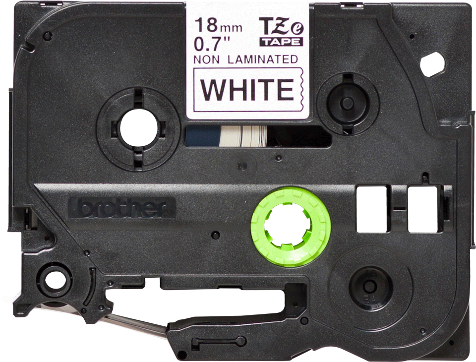 Oryginalna nielaminowana taśma TZe-N241 firmy Brother – czarny nadruk na białym tle, 18mm szerokości 2
